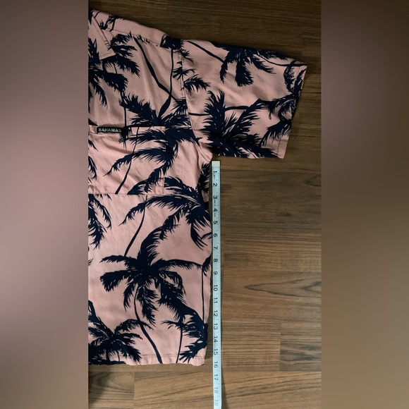 Pink and Blue Casual Button Down Shirt with Tropical Print - Picture 7 of 7